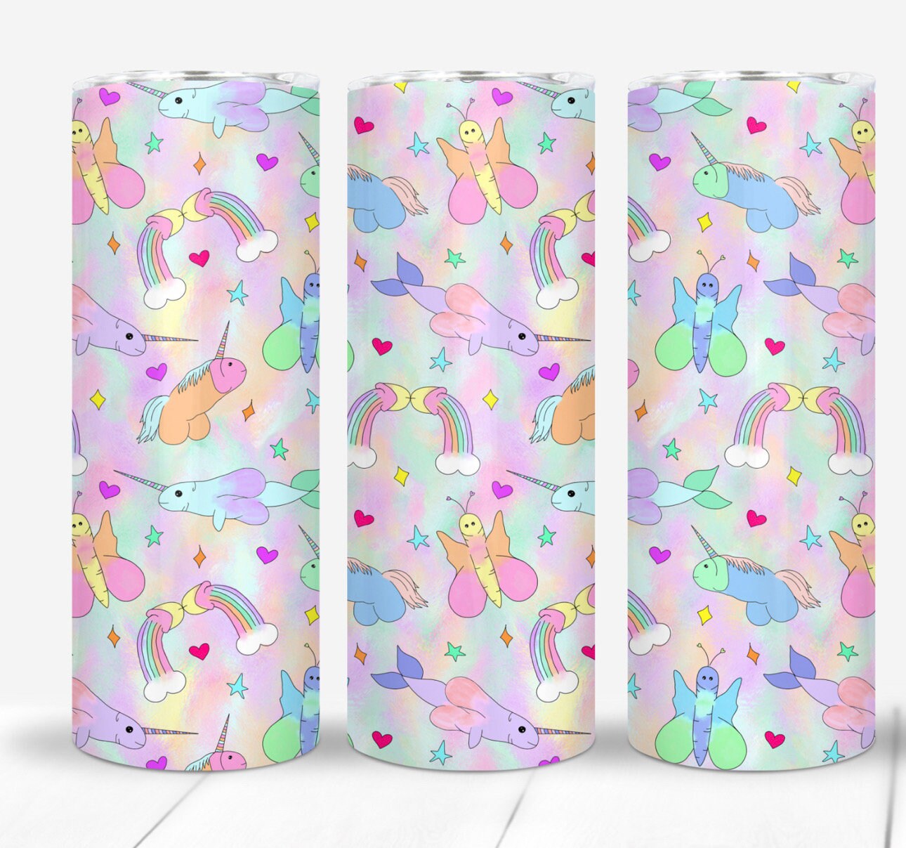 Funny rainbow penis tumbler