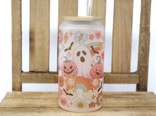 Floral ghost glass can