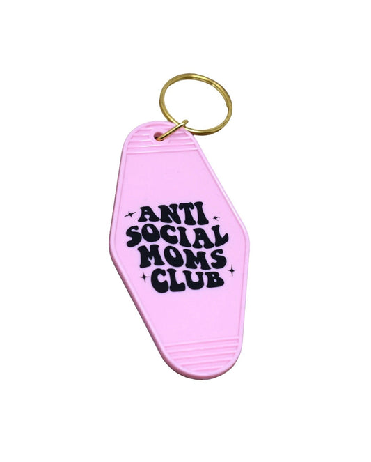 Anti social moms club pink Vintage motel keychain