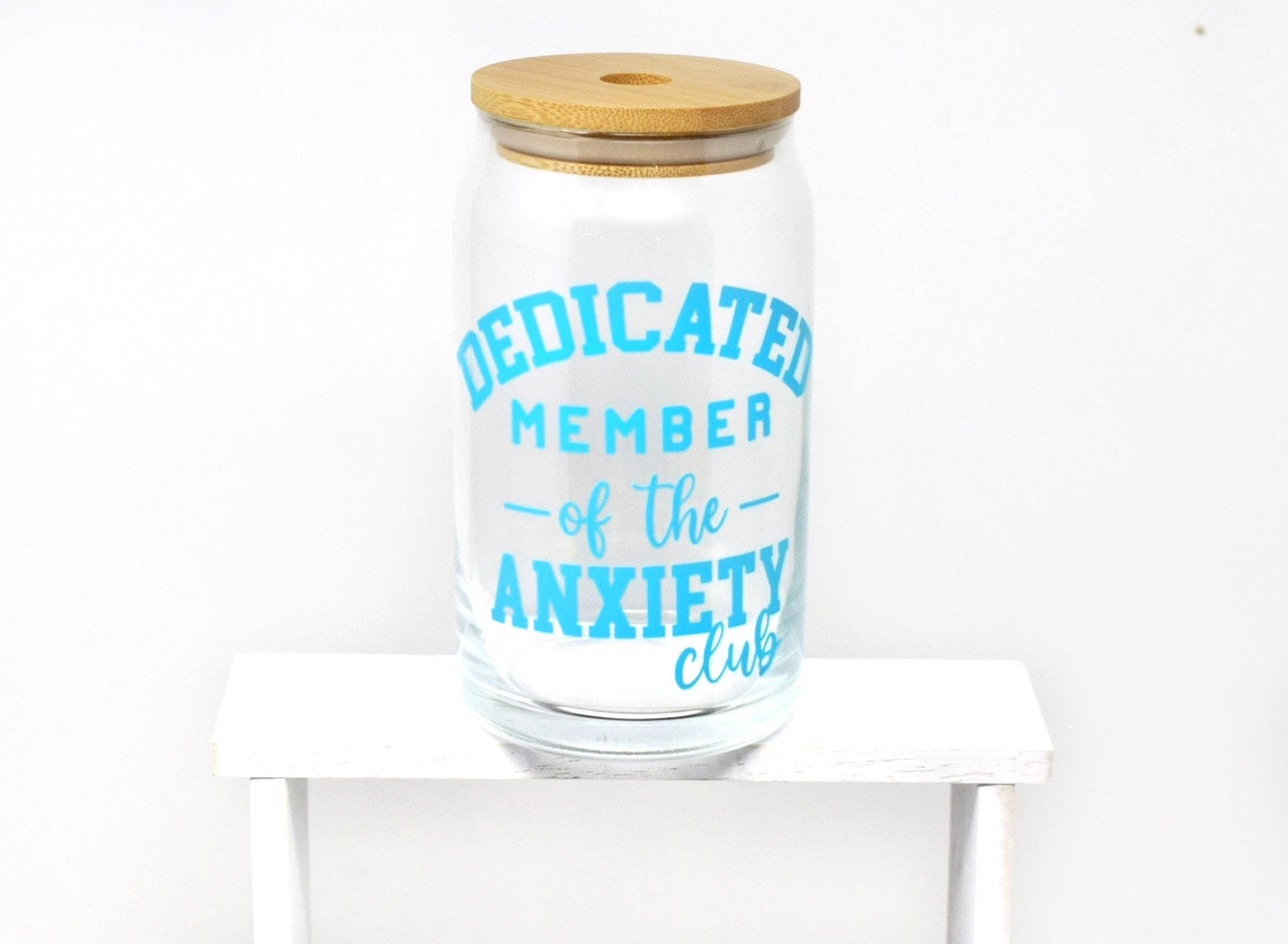 ANXIETY club  vinyl glass can