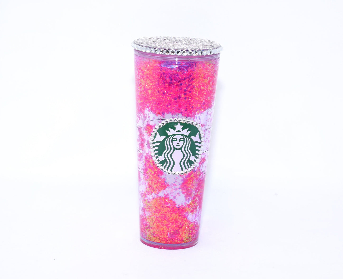 Pink glitter snowglobe tumbler