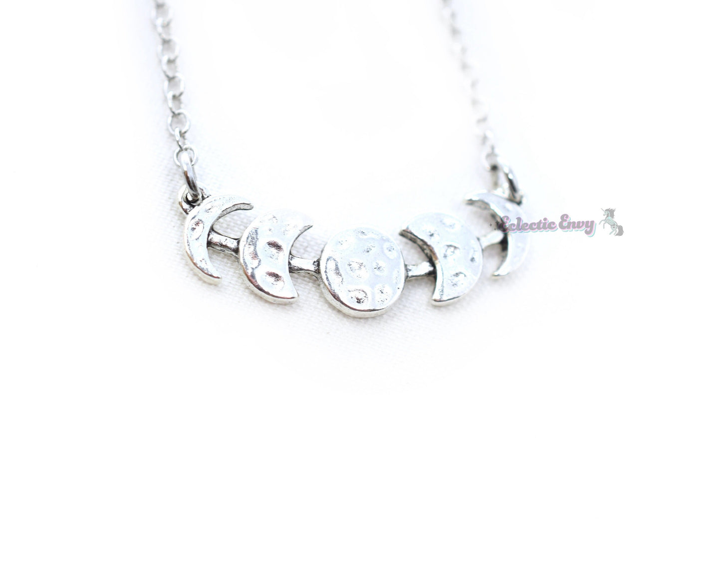 Moon phase stainless steel choker necklace