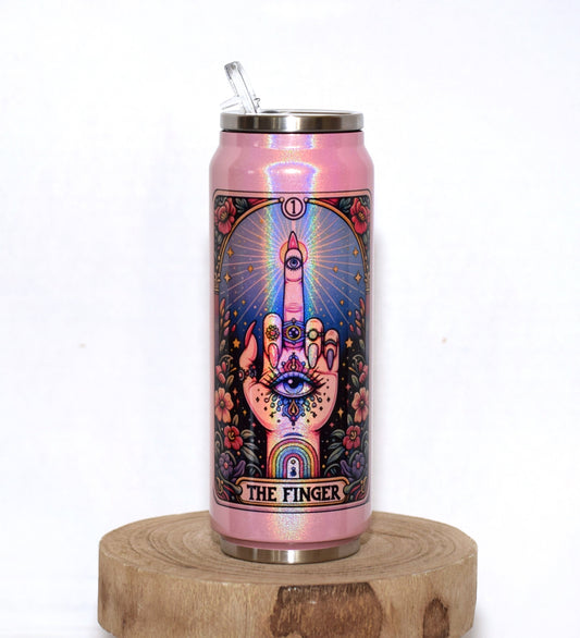 Pink holographic tarot card tumbler