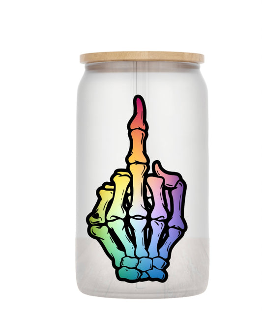 Skelly middle finger glass can