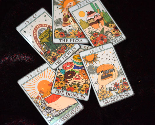 Funny food tarot card stickers